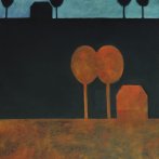 Krajina s domy, olej na plátně, 80 × 90 cm, 2012