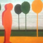Cestou k řece nás zastihl soumrak, olej plátno, 70 × 50 cm, 2014