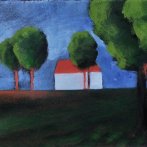 Krajina s domem, olej na plátně, 24 × 18 cm, 2012
